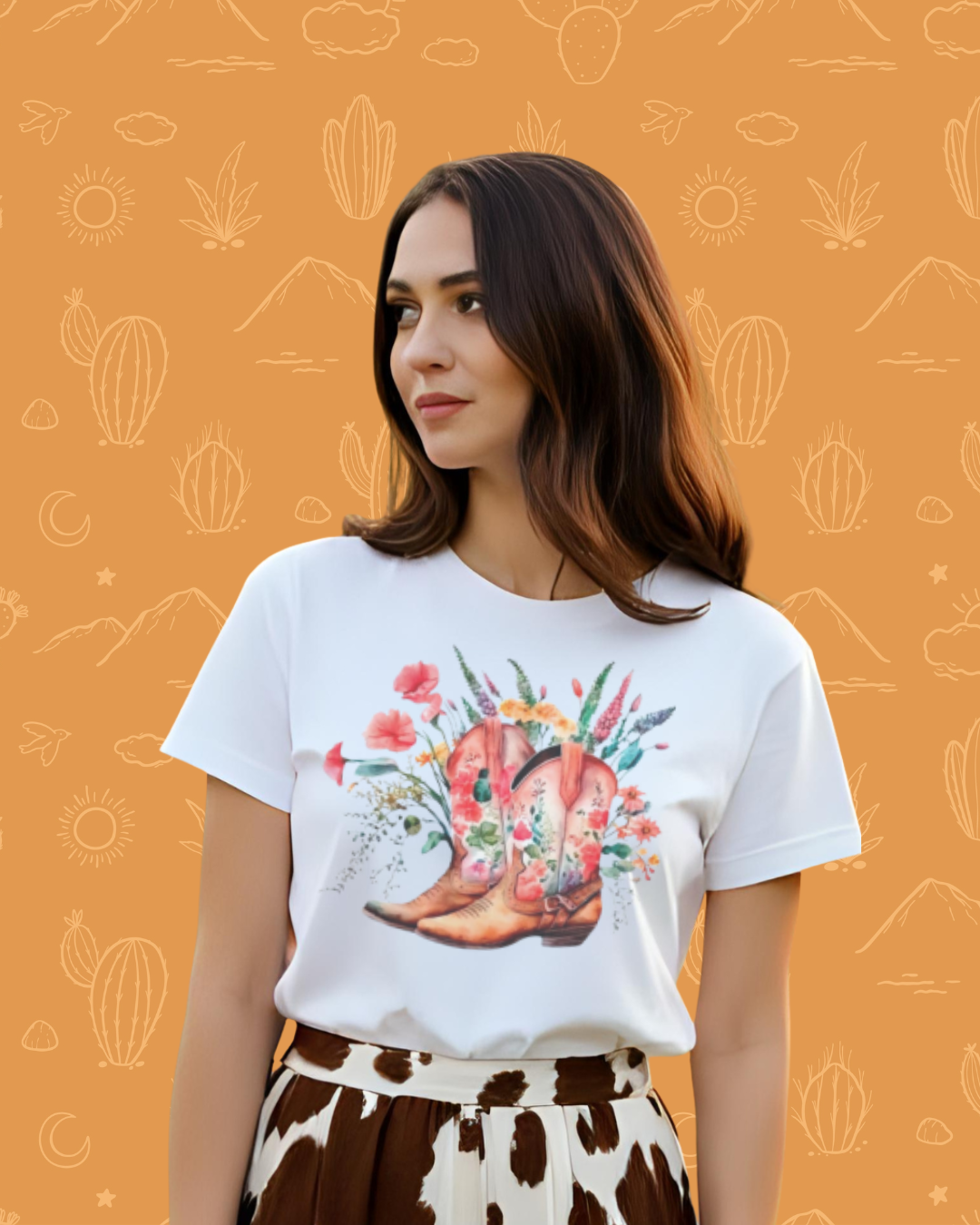 T-Shirt Cowgirl flowers