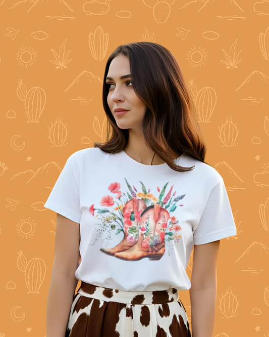 T-Shirt Cowgirl flowers